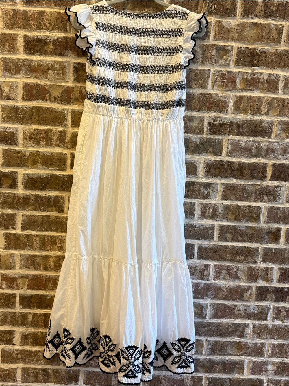 Anthropologie White Maxi Dress with Black Embroidery. NWOT - Picture 2 of 4